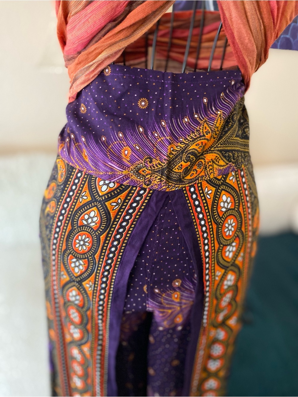 Tansy Bohemian Wide Leg Pants in Purple and Orange - Picture 4 of 13